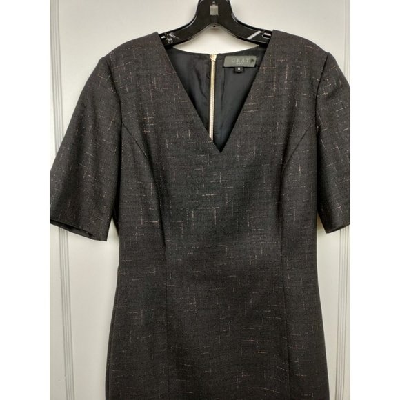 GRAY ASPEN Gorgeous Charcoal/Gold Thread Sheath Dress SIZE 8 - Picture 6 of 8